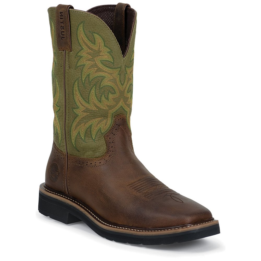 justin men's rugged cowhide waterproof wellington work boots