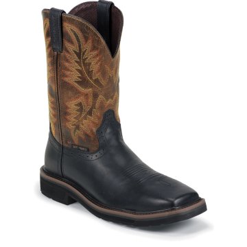 Justin Original Work Black Oiled Composition Toe Square Toe - WK4818