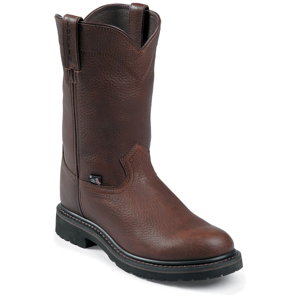 Justin Original Work  Brown Trapper Cowhide Steel Toe 10'' Boots