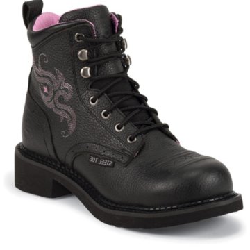 Justin Original Work Black Pebbled Grain Steel Toe - WKL990