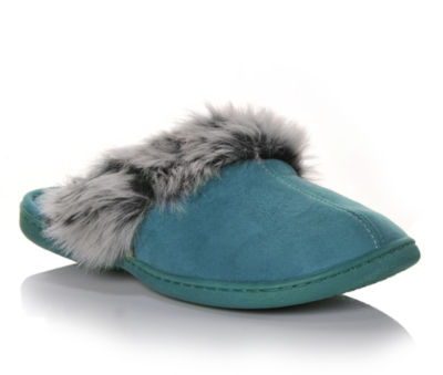 DEARFOAMS &nbsp;Womens Microsuede Scuff w/Fur Cuff