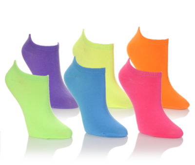 Womens 6pr Neon No Show