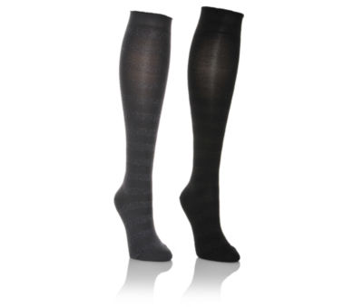 Womens 2pr Sparkle Stripe Knee Hi