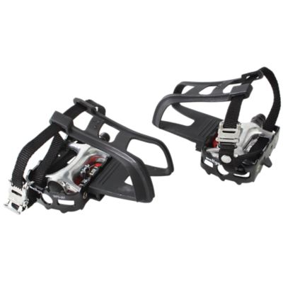 Bike Pedals | *SPD* Pedal Set with Toe Cages and Straps | 9/16" | StarTrac