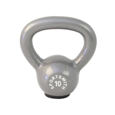 Kettlebell with Rubber Base, 10 Lb, Cast Iron, Gray