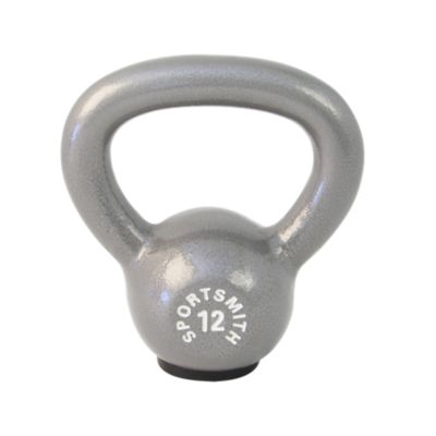 Kettlebell with Rubber Base, 12 Lb, Cast Iron, Gray