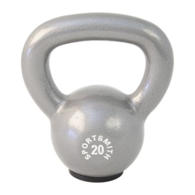 Kettlebell with Rubber Base, 20 Lb, Cast Iron, Gray