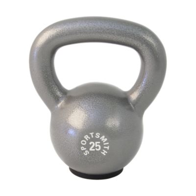 Kettlebell with Rubber Base, 25 Lb, Cast Iron, Gray