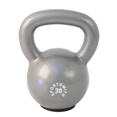 Kettlebell with Rubber Base, 30 Lb, Cast Iron, Gray