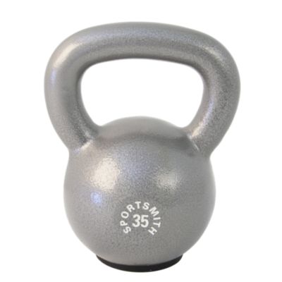 Kettlebell with Rubber Base, 35 Lb, Cast Iron, Gray