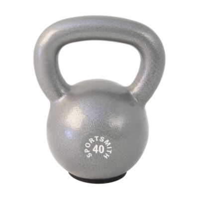 Kettlebell with Rubber Base, 40 Lb, Cast Iron, Gray