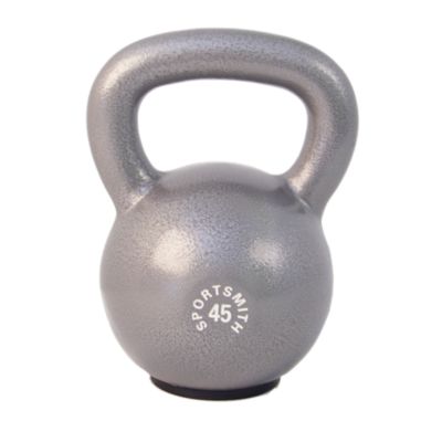 Kettlebell with Rubber Base, 45 Lb, Cast Iron, Gray