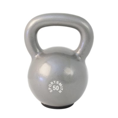 Kettlebell with Rubber Base, 50 Lb, Cast Iron, Gray