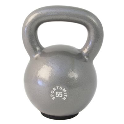 Kettlebell with Rubber Base, 55 Lb, Cast Iron, Gray