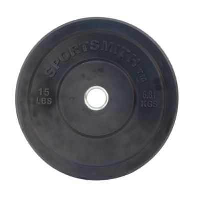 Olympic Rubber Bumper Plate | Sportsmith&trade; | 15lb | Black