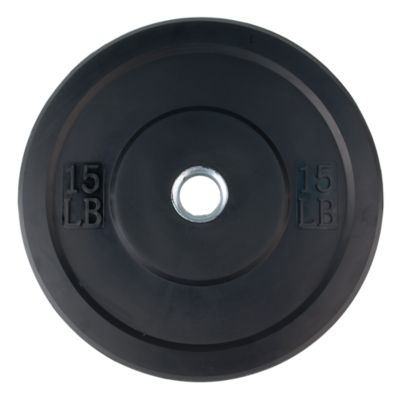 Olympic Rubber Bumper Plate | 15lb | Black | No Logo