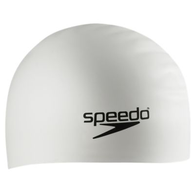 Swim Cap for Long Hair, Silicone, White