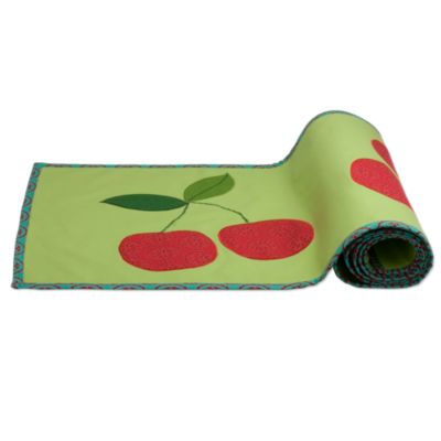 jardin cherries 72" embroidered runner