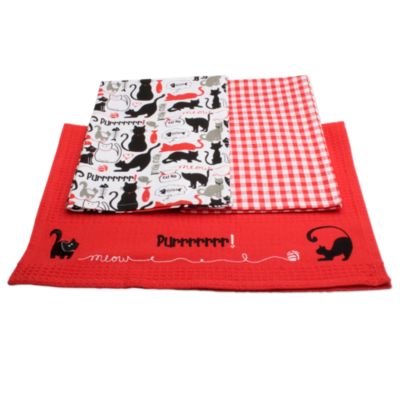 meow & woof cat dishtowel set of 3