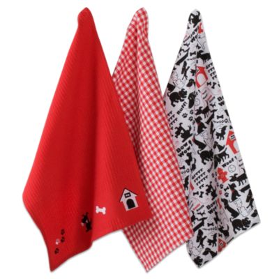 meow & woof dog dishtowel set of 3