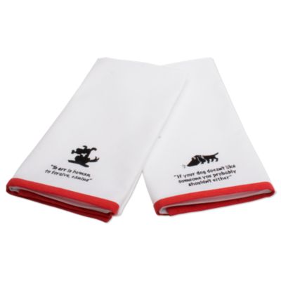 meow & woof dog embroidered guest towel set of 2
