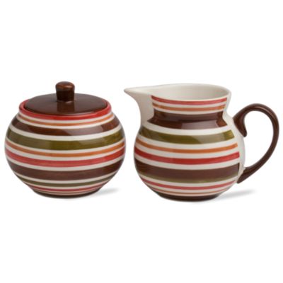 Sonoma Chocolate Stripe Sugar & Creamer Set