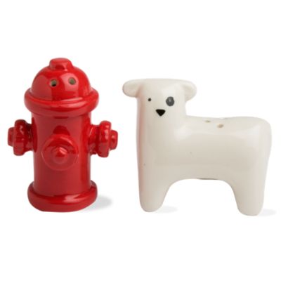 meow & woof dog & hydrant salt & pepper shakers