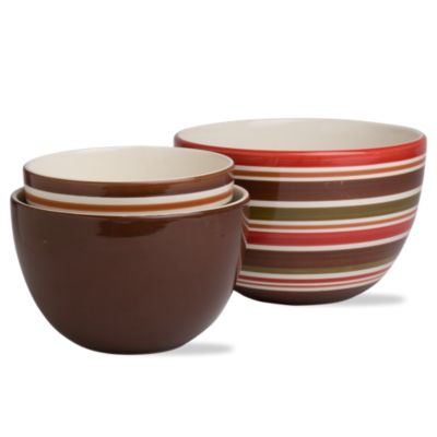 Sonoma Chocolate Stripe Mixing Bowl Set of 3
