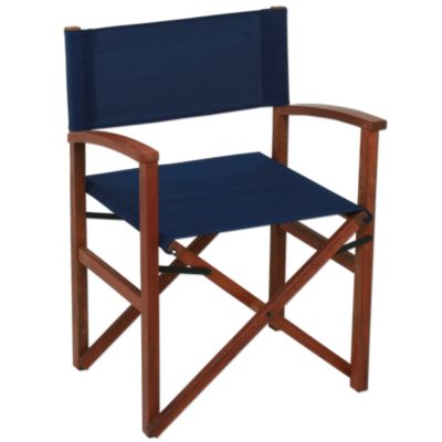 Campaign Chair-Dark Blue on Natural Frame