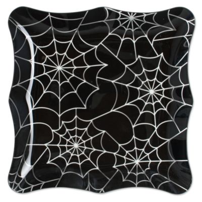 Halloween spiderweb glass platter
