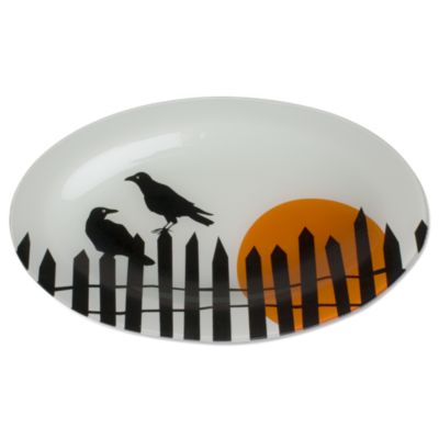 Halloween spooky oval glass platter