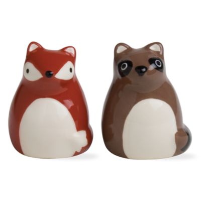Fall critters fox & raccoon salt & pepper shakers