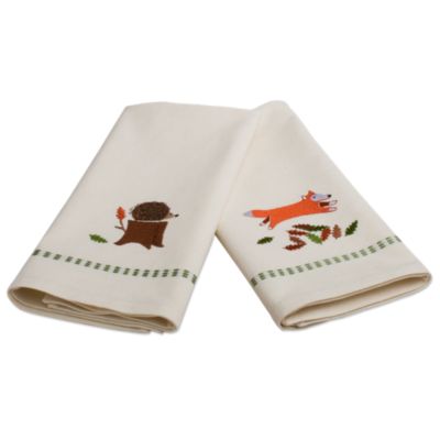 Fall critters embroidered guest towel set of 2