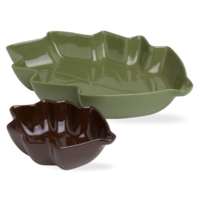 Autumn harvest leaf nested serving bowl set of 2