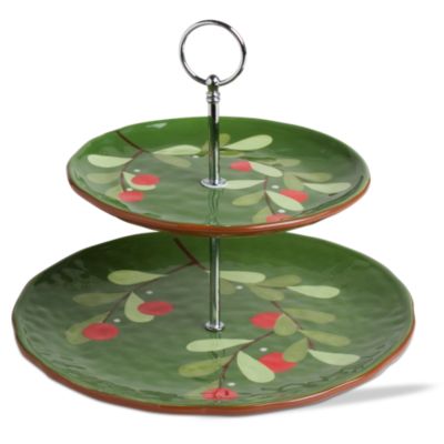 Christmas Cranberries 2-Tier Server