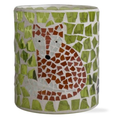 Fall critters fox mosaic glass votive holder