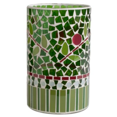 Christmas Cranberries Mosaic Glass Hurricane