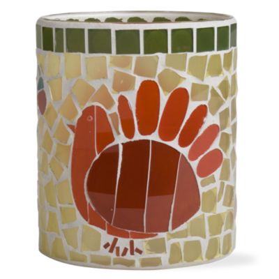 Thanksgiving turkey mosaic glass votive holder