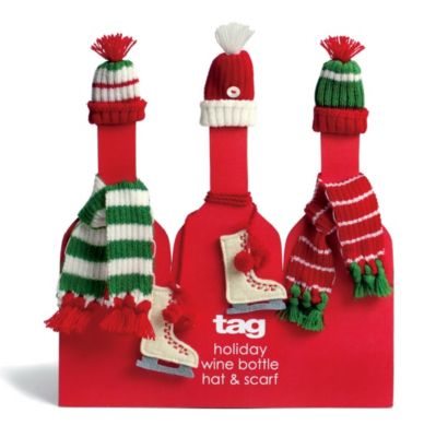 Winter Wine Bottle Hat & Scarf Accessory Set