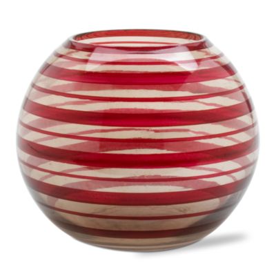 Swirl Red Glass Votive Holder