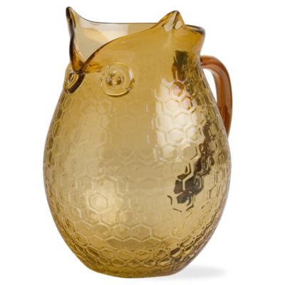 Autumn owl amber glass pitcher