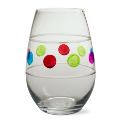 Polka Dot Stemless Wine Glass