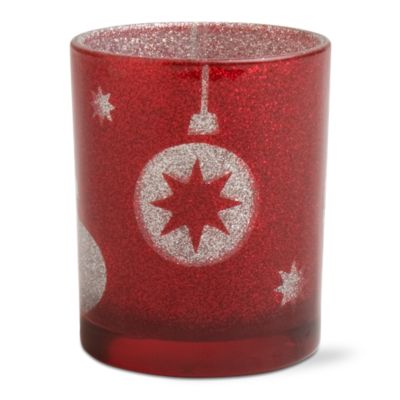 Happy Holidays Red Glitter Tealight Holder