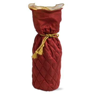 Holiday Celebration Red & Gold Wine Bag