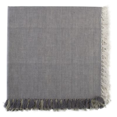 chambray weave gray fringe napkin