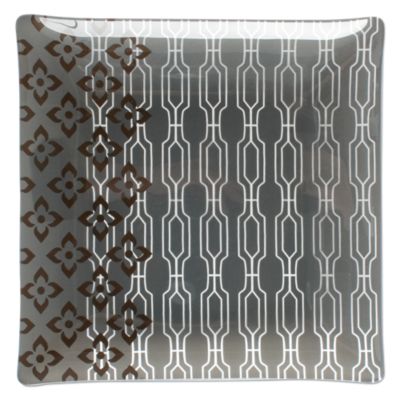 java square glass platter