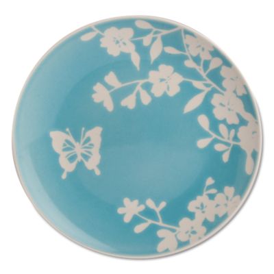 butterfly aqua luncheon plate