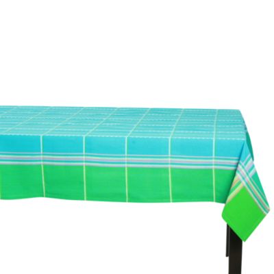 dobby plaid aqua 60x84 tablecloth