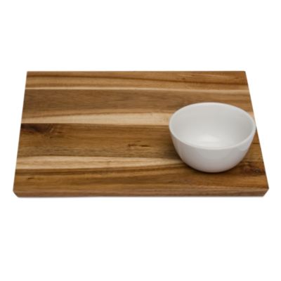 acacia square tray and round bowl set