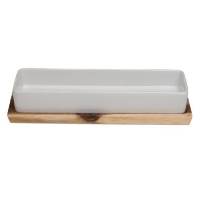 acacia rectangular tray and rectangular bowl set